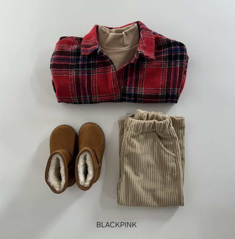 Black Pink - Korean Children Fashion - #designkidswear - Christmas Check Shirt