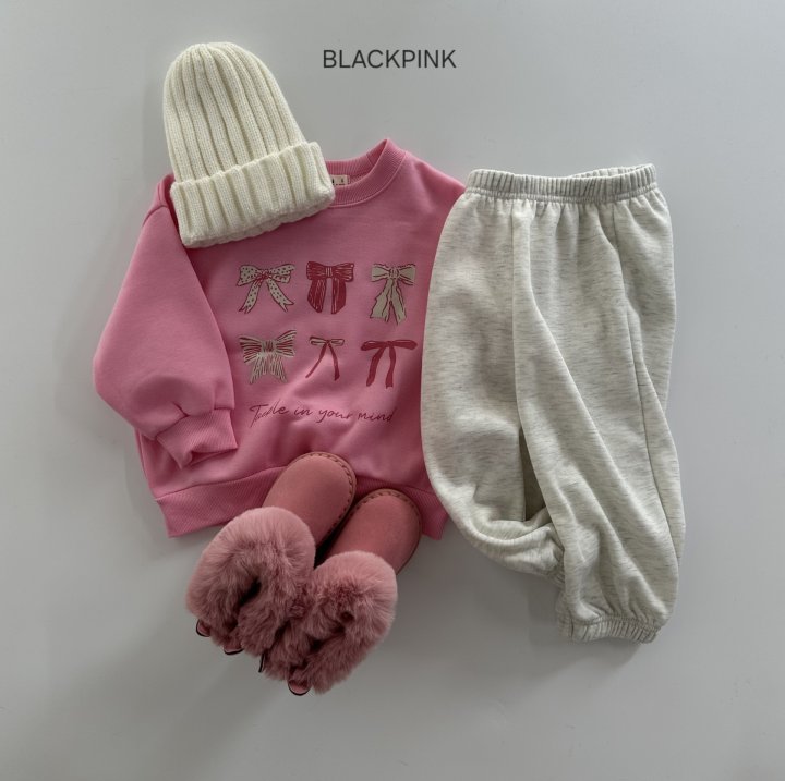 Black Pink - Korean Children Fashion - #discoveringself - Ribbon Fleece Sweatshirt - 7