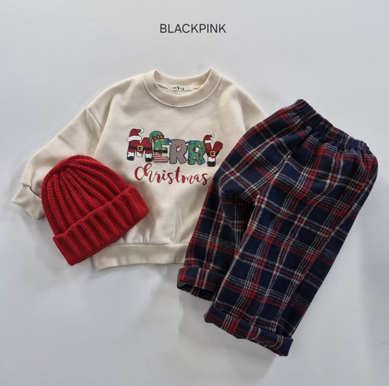 Black Pink - Korean Children Fashion - #discoveringself - Fleece Check Pants - 6