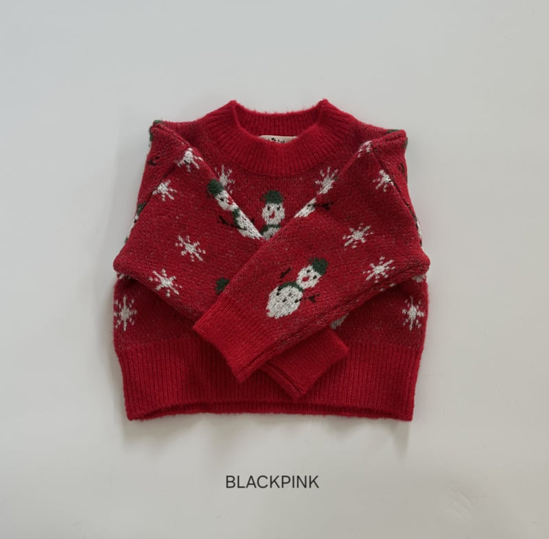 Black Pink - Korean Children Fashion - #discoveringself - Winter Snowman Knit - 5