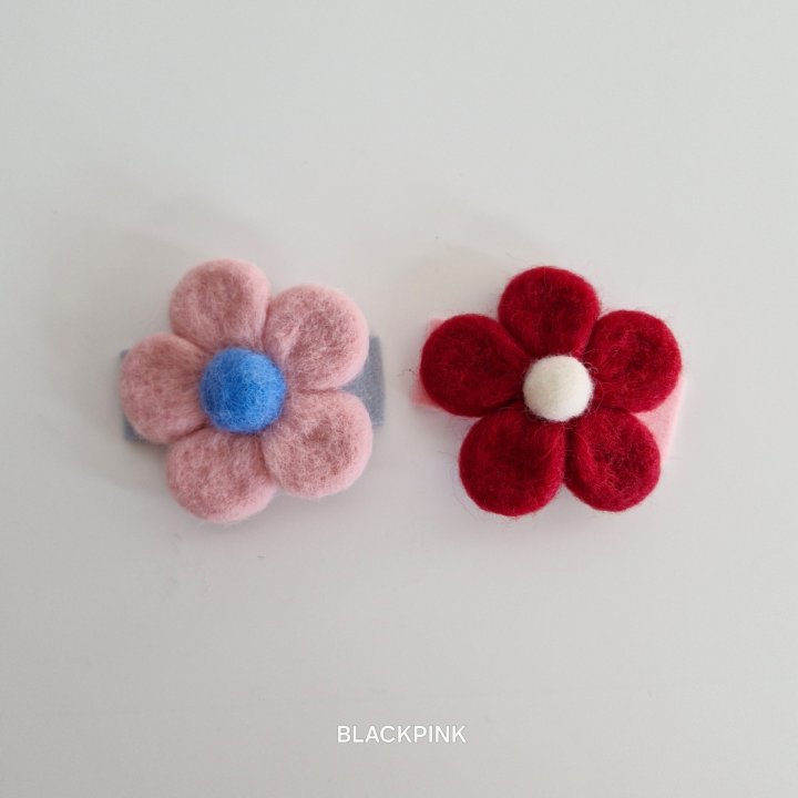 Black Pink - Korean Children Fashion - #fashionkids - Wool Large Flower Pin - 5
