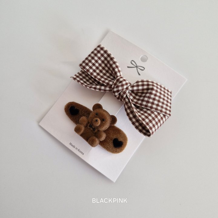 Black Pink - Korean Children Fashion - #discoveringself - Check Bear Set - 4