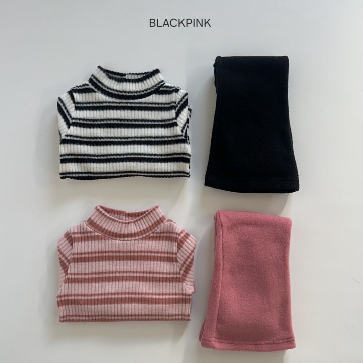 Black Pink - Korean Children Fashion - #fashionkids - Fleece Knit Stripe Half Turtleneck - 11