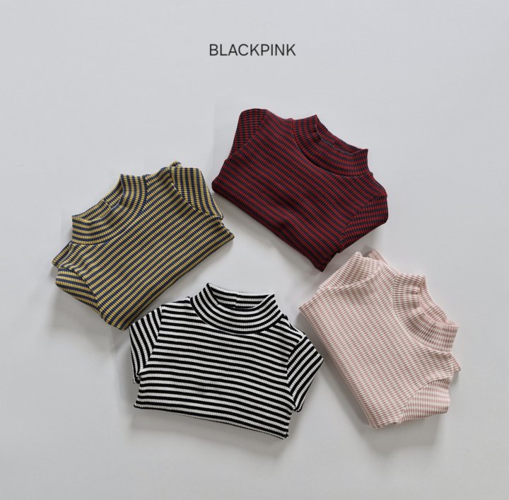 Black Pink - Korean Children Fashion - #fashionkids - Ribbed Stripe Half Turtleneck - 3