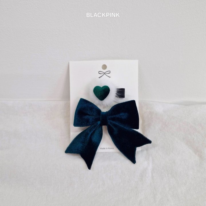 Black Pink - Korean Children Fashion - #fashionkids - Velvet Ribbon Heart Set - 4