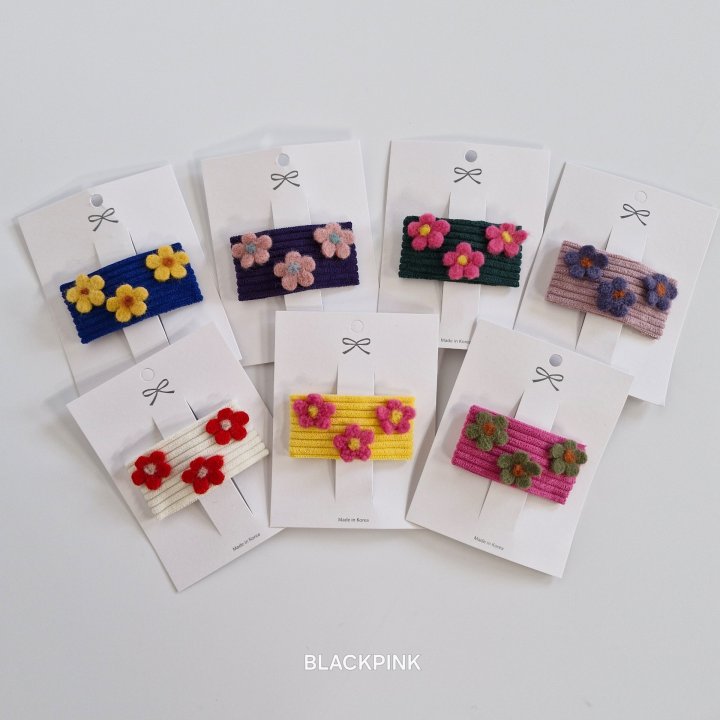 Black Pink - Korean Children Fashion - #kidsshorts - Corduroy Flower Snap Pin