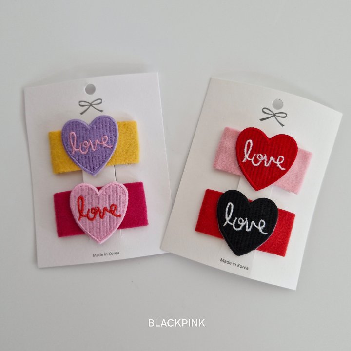 Black Pink - Korean Children Fashion - #kidsshorts - Love Heart Set (set of 2)
