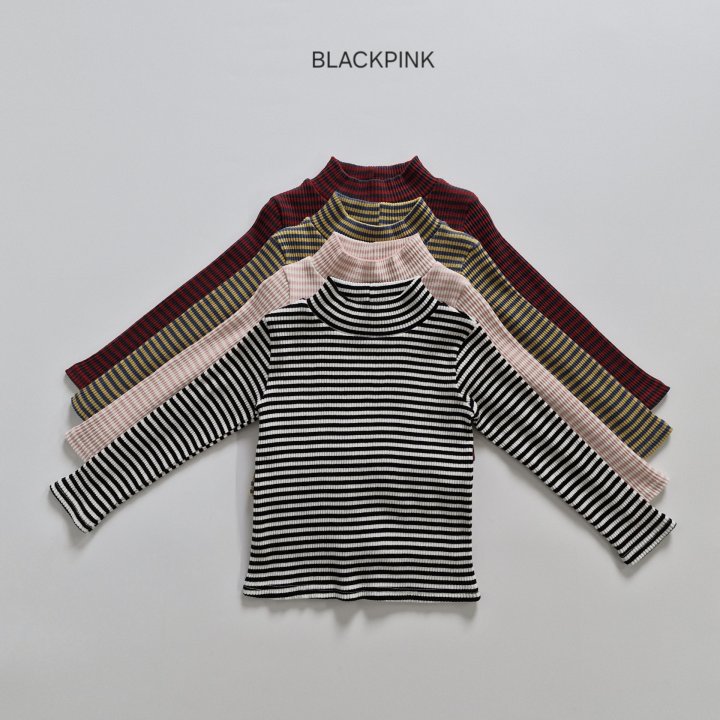 Black Pink - Korean Children Fashion - #fashionkids - Ribbed Stripe Half Turtleneck - 4