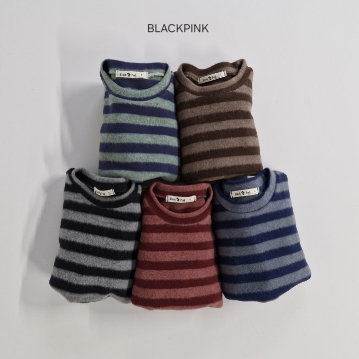 Black Pink - Korean Children Fashion - #kidsshorts - Striped Fleece Knit - 2