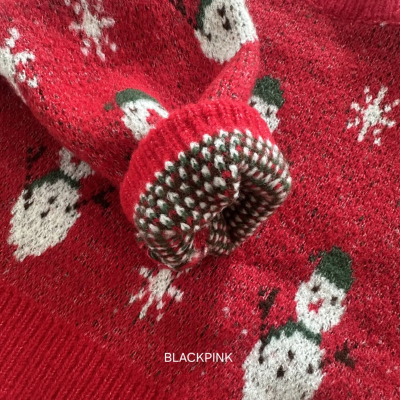 Black Pink - Korean Children Fashion - #kidsshorts - Winter Snowman Knit - 7