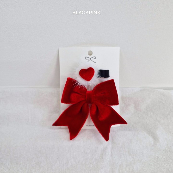 Black Pink - Korean Children Fashion - #kidsstore - Velvet Ribbon Heart Set - 5