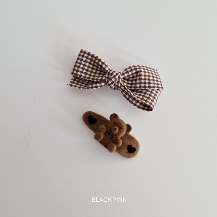 Black Pink - Korean Children Fashion - #kidsstore - Check Bear Set - 6
