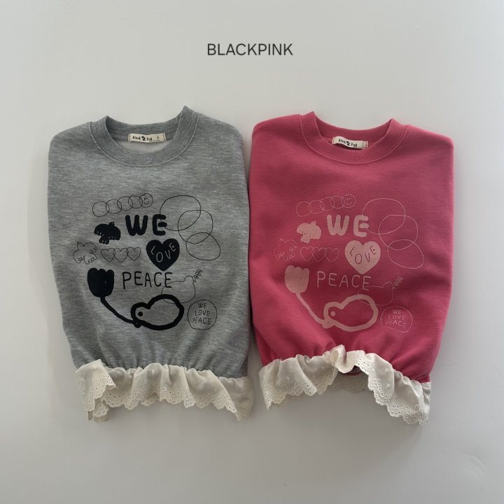 Black Pink - Korean Children Fashion - #kidsstore - PEACE Lace Sweatshirt
