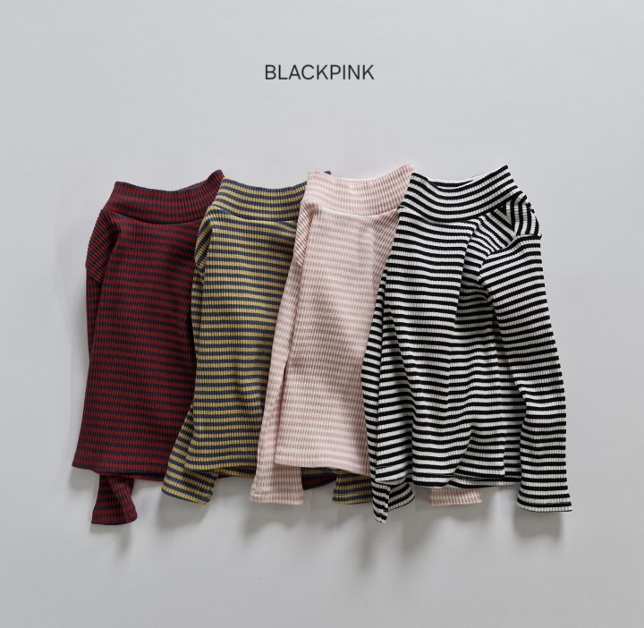 Black Pink - Korean Children Fashion - #kidsstore - Ribbed Stripe Half Turtleneck - 5