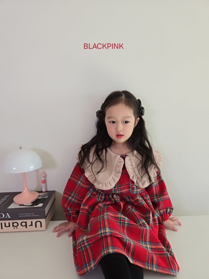 Black Pink - Korean Children Fashion - #kidsstore - Christmas Check One-piece - 11