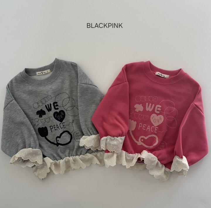 Black Pink - Korean Children Fashion - #kidzfashiontrend - PEACE Lace Sweatshirt - 2