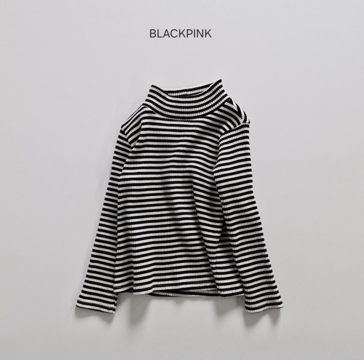 Black Pink - Korean Children Fashion - #kidzfashiontrend - Ribbed Stripe Half Turtleneck - 6