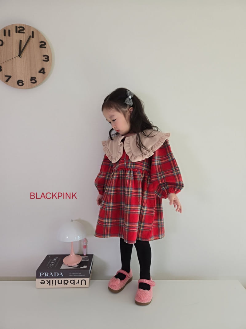 Black Pink - Korean Children Fashion - #kidzfashiontrend - Christmas Check One-piece - 12