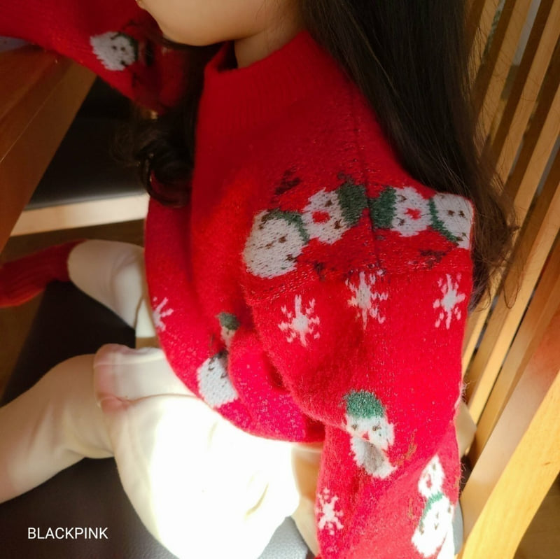 Black Pink - Korean Children Fashion - #kidzfashiontrend - Winter Snowman Knit - 9