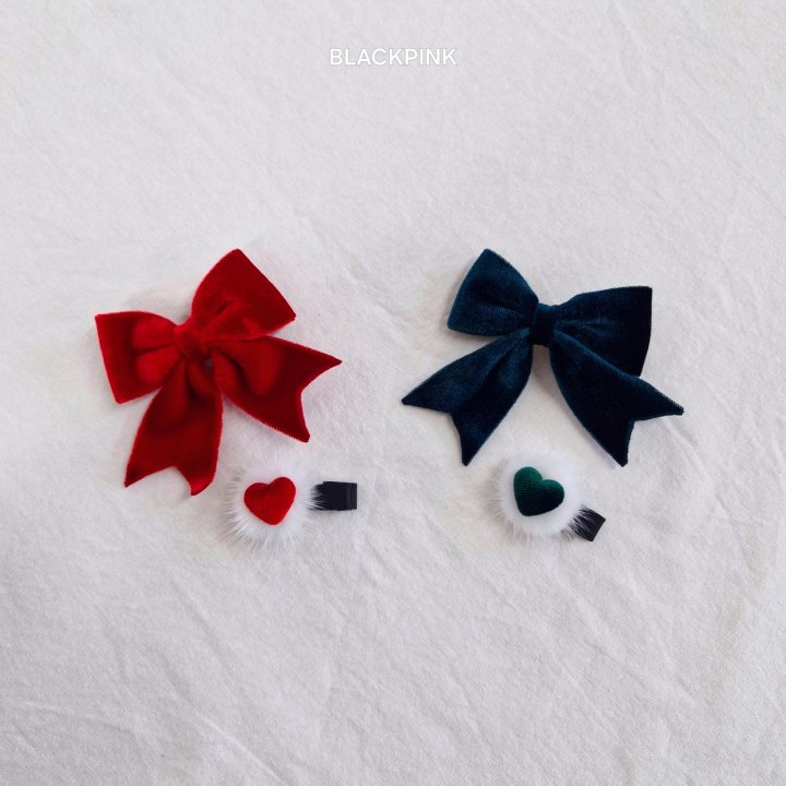 Black Pink - Korean Children Fashion - #littlefashionista - Velvet Ribbon Heart Set - 8