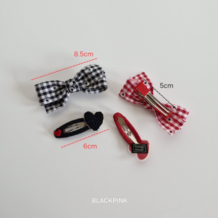 Black Pink - Korean Children Fashion - #littlefashionista - Fuzzy Heart Check Set - 6