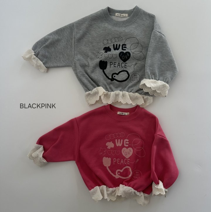 Black Pink - Korean Children Fashion - #Kfashion4kids - PEACE Lace Sweatshirt - 4