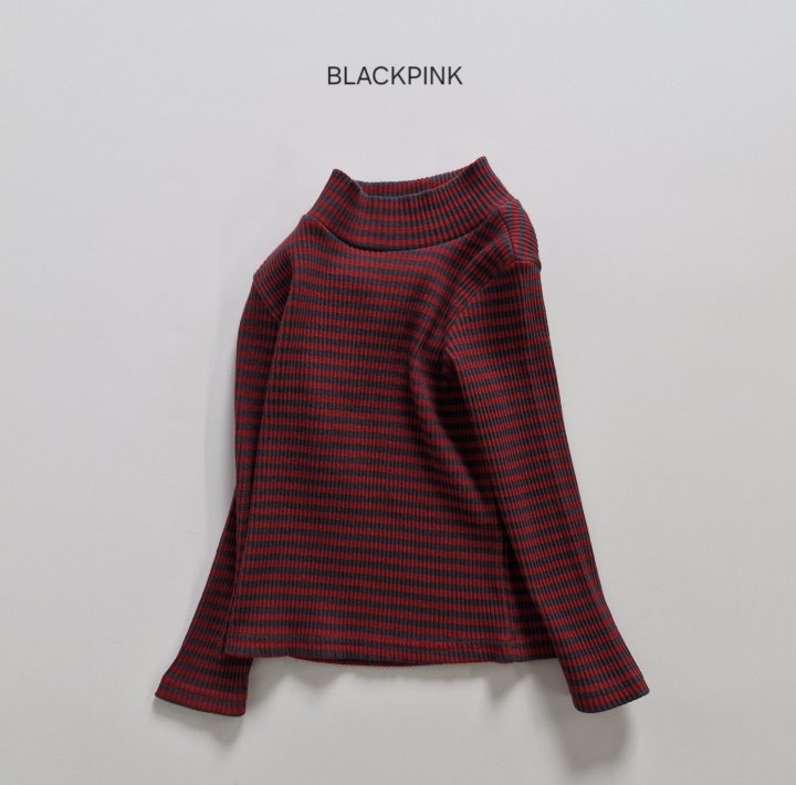 Black Pink - Korean Children Fashion - #littlefashionista - Ribbed Stripe Half Turtleneck - 8