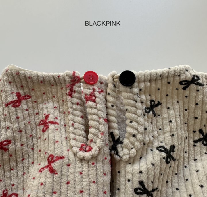 Black Pink - Korean Children Fashion - #littlefashionista - Queenie Ribbon Corduroy One-piece - 12