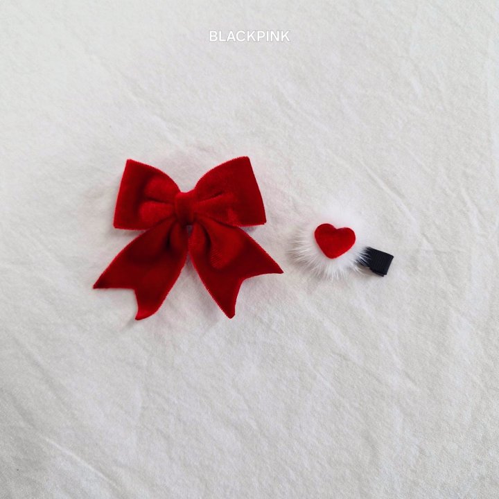 Black Pink - Korean Children Fashion - #magicofchildhood - Velvet Ribbon Heart Set - 9