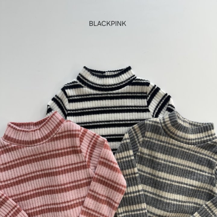 Black Pink - Korean Children Fashion - #magicofchildhood - Fleece Knit Stripe Half Turtleneck - 3