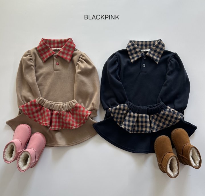 Black Pink - Korean Children Fashion - #magicofchildhood - Lauren Check Set-up - 2