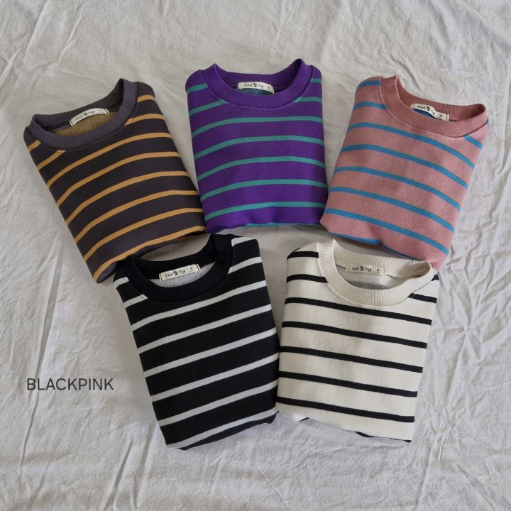 Black Pink - Korean Children Fashion - #littlefashionista - Stripe Fleece Sweatshirt - 4