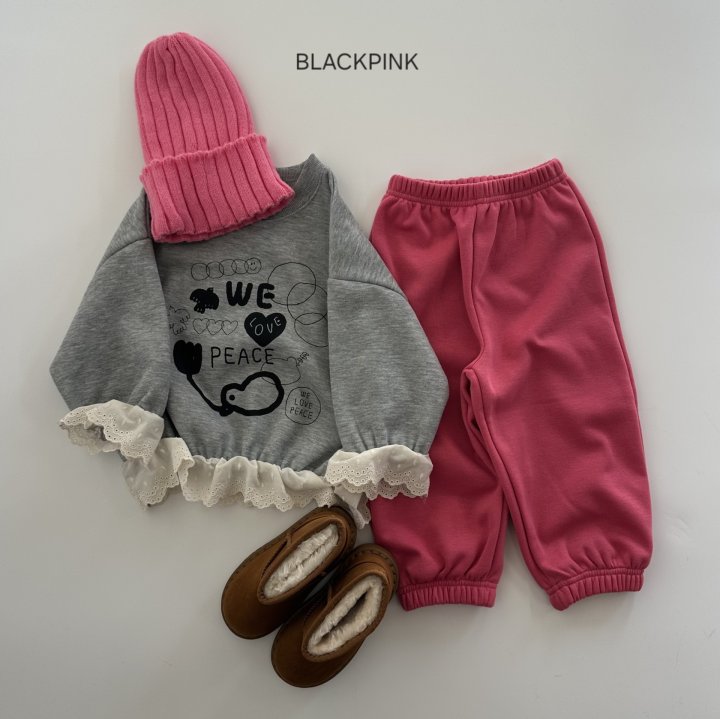 Black Pink - Korean Children Fashion - #minifashionista - PEACE Lace Sweatshirt - 6