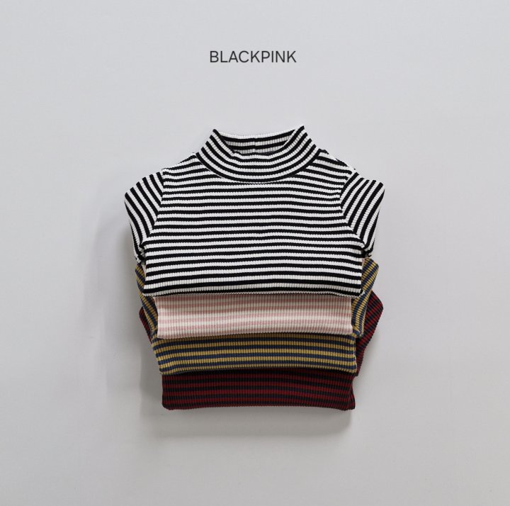 Black Pink - Korean Children Fashion - #minifashionista - Ribbed Stripe Half Turtleneck - 10