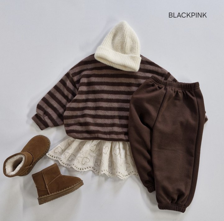 Black Pink - Korean Children Fashion - #minifashionista - Striped Fleece Knit - 8
