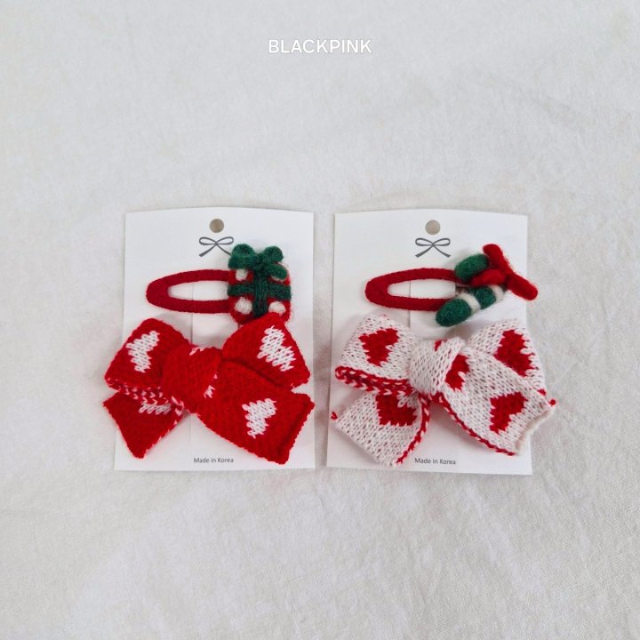 Black Pink - Korean Children Fashion - #prettylittlegirls - Heart Knit Ribbon Set