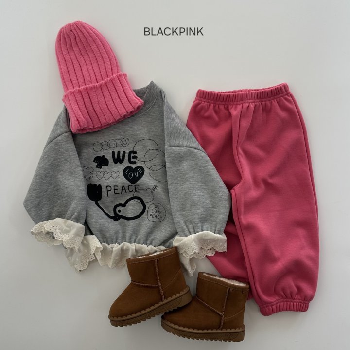 Black Pink - Korean Children Fashion - #prettylittlegirls - PEACE Lace Sweatshirt - 7