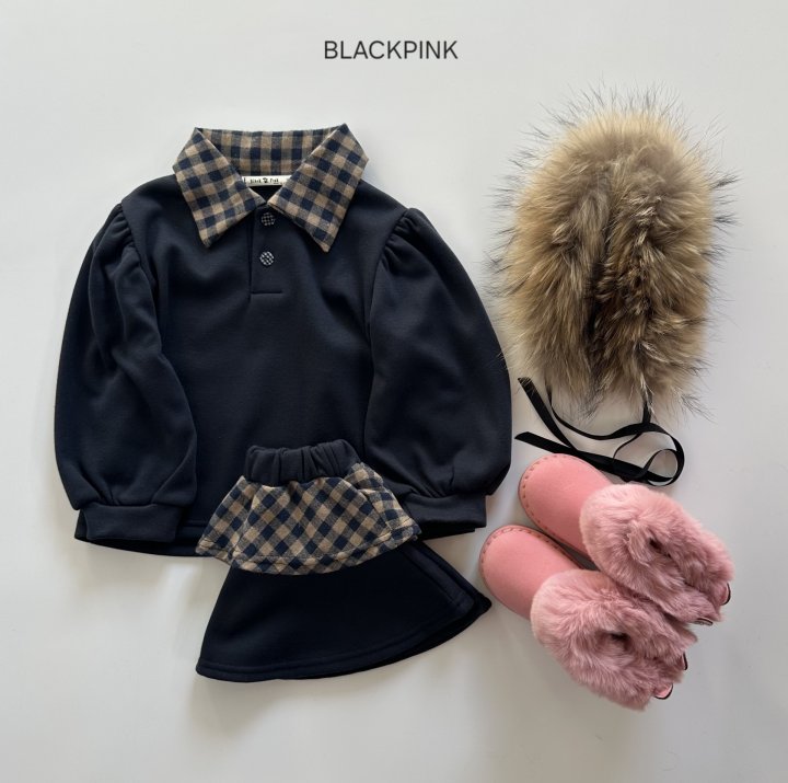 Black Pink - Korean Children Fashion - #minifashionista - Lauren Check Set-up - 4
