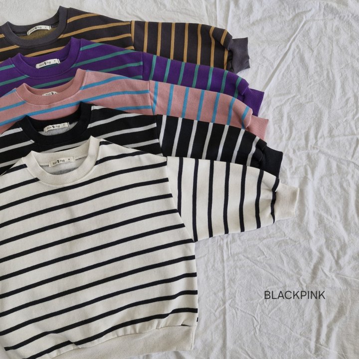 Black Pink - Korean Children Fashion - #prettylittlegirls - Stripe Fleece Sweatshirt - 6