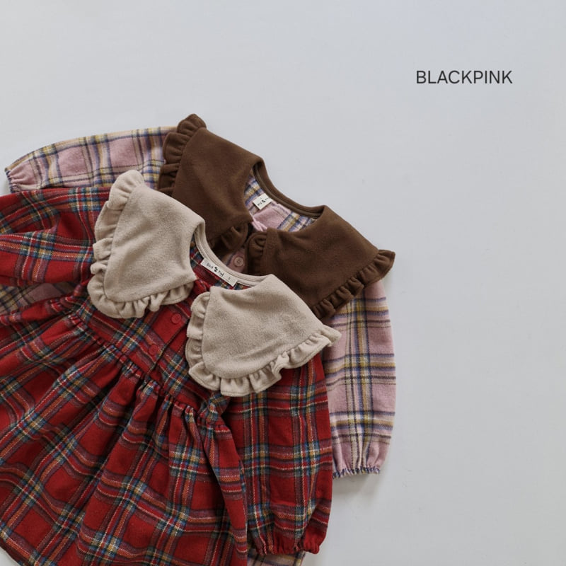 Black Pink - Korean Children Fashion - #prettylittlegirls - Christmas Check One-piece - 3