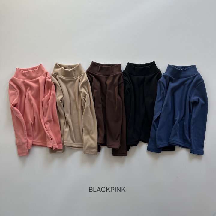 Black Pink - Korean Children Fashion - #stylishchildhood - Soft Cozy Half Turtleneck Tee - 3