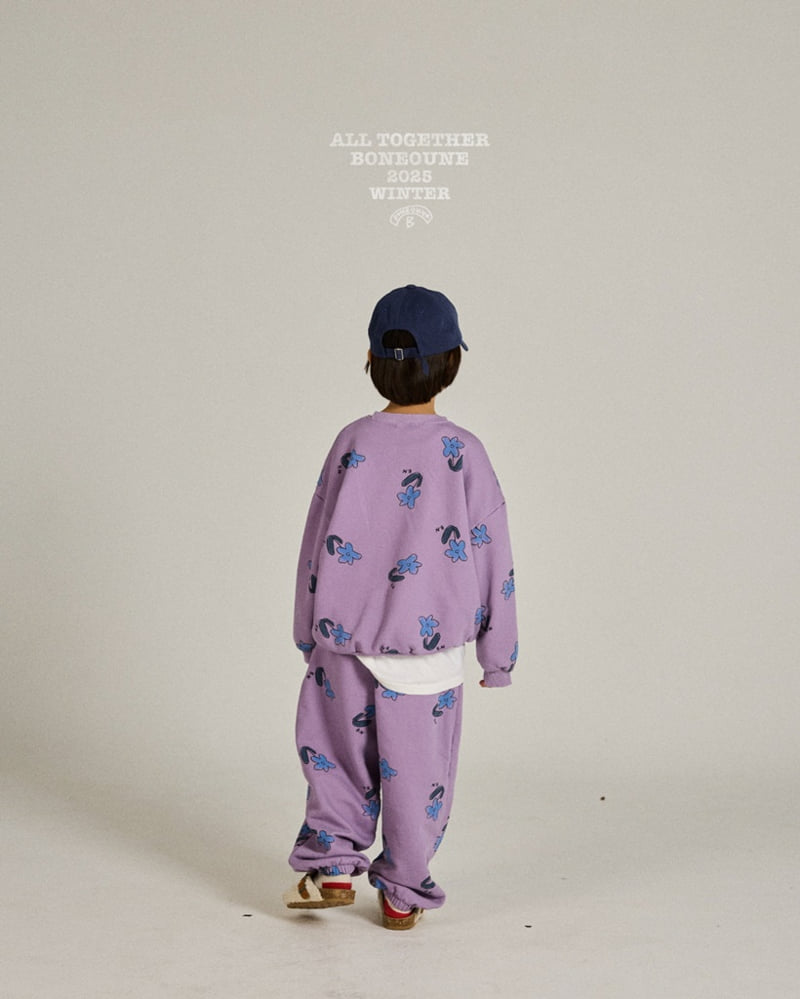 Boneoune - Korean Children Fashion - #designkidswear - Blue Flower Pig Sweatshirt - 9