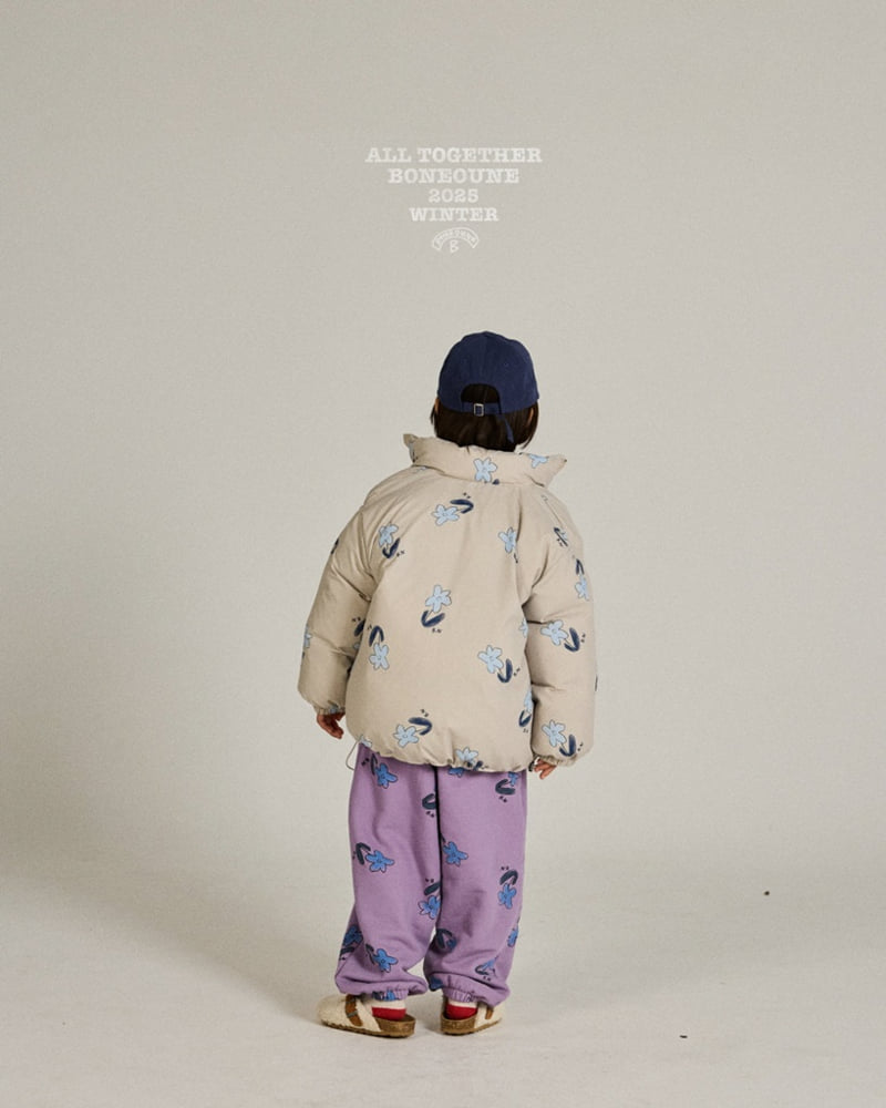 Boneoune - Korean Children Fashion - #designkidswear - Blue Flower Duck Down Jacket (Kids) - 8