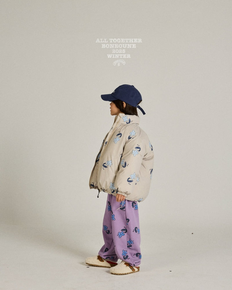 Boneoune - Korean Children Fashion - #designkidswear - Blue Flower Duck Down Jacket (Junior) - 7