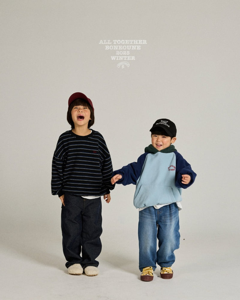 Boneoune - Korean Children Fashion - #kidsshorts - Multi Stitch Fleece Sweatshirt - 8