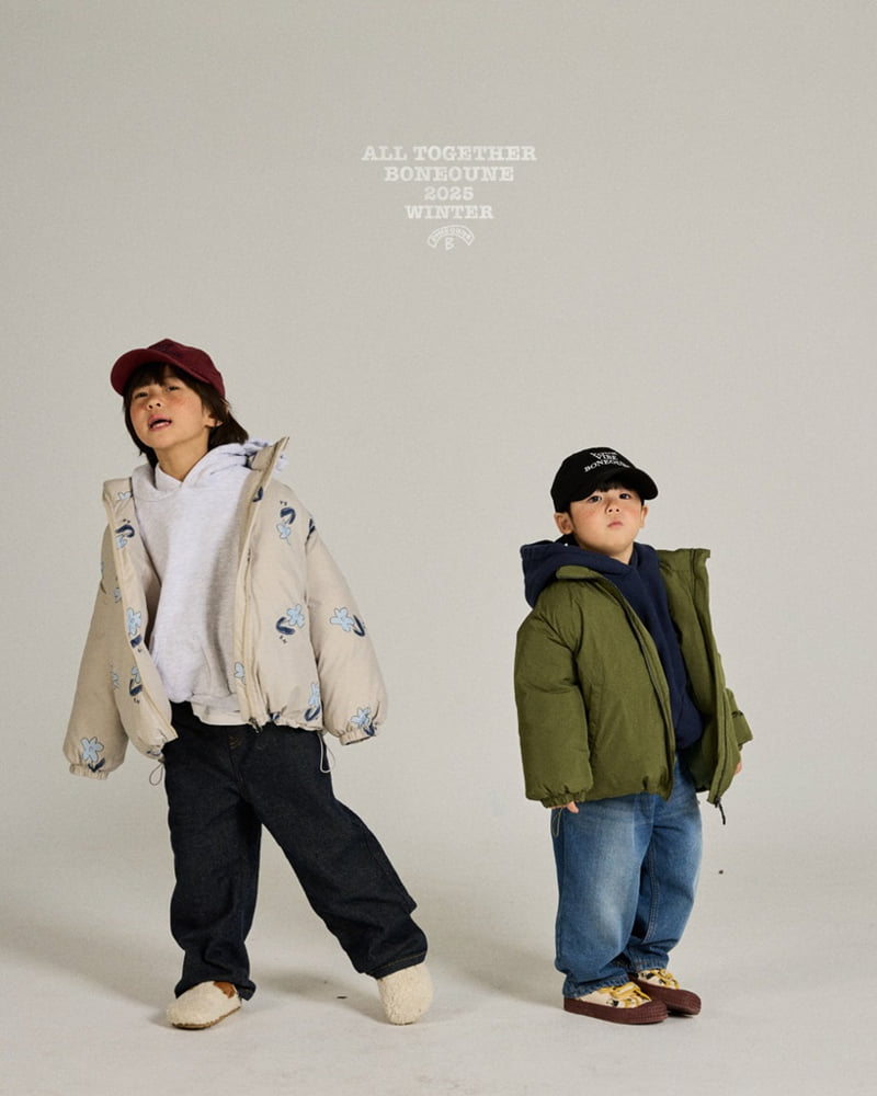 Boneoune - Korean Children Fashion - #kidsshorts - Blue Flower Duck Down Jacket (Kids) - 11