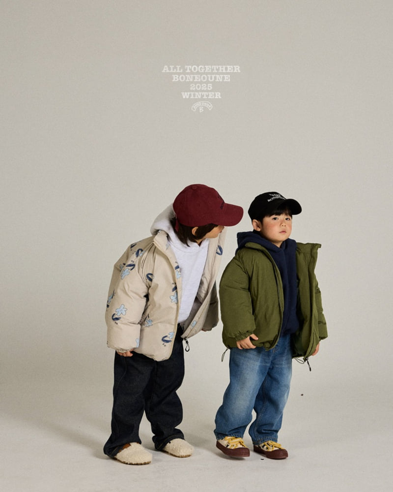 Boneoune - Korean Children Fashion - #kidzfashiontrend - Blue Flower Duck Down Jacket (Junior) - 12