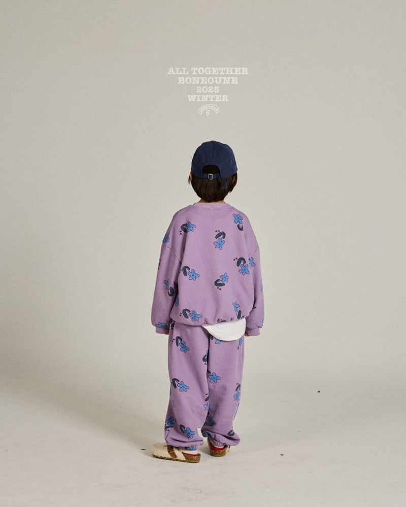 Boneoune - Korean Children Fashion - #littlefashionista - Blue Flower Pig Jogger Pants - 5