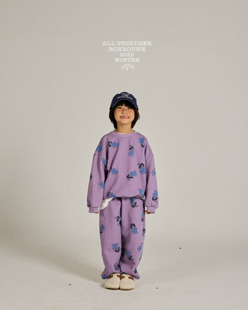 Boneoune - Korean Children Fashion - #minifashionista - Blue Flower Pig Sweatshirt - 2