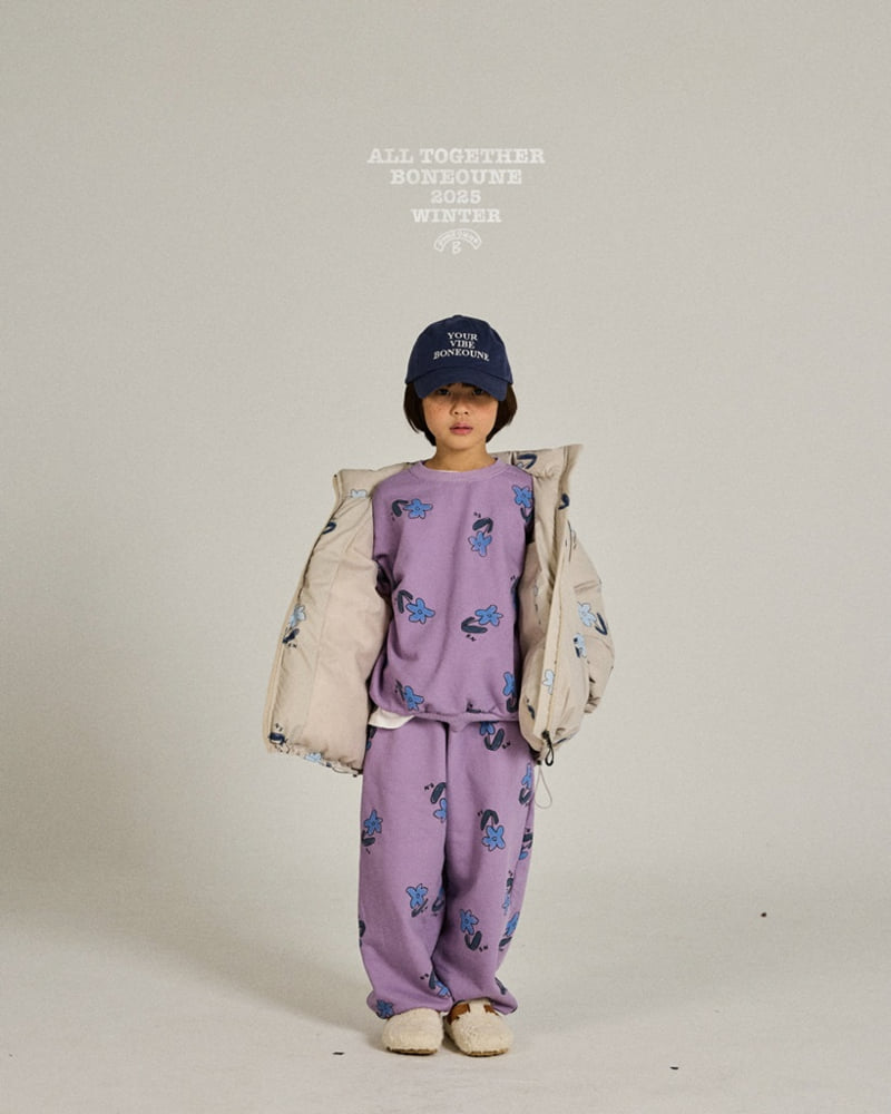 Boneoune - Korean Children Fashion - #minifashionista - Blue Flower Pig Jogger Pants - 7